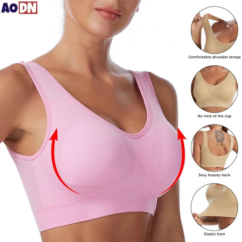 S-7XL plus Size Thin Non-Underwire Bra Zero Bondage Women'S Underwearsports Yoga Wireless Vest Seamless Adjustable Brassiere