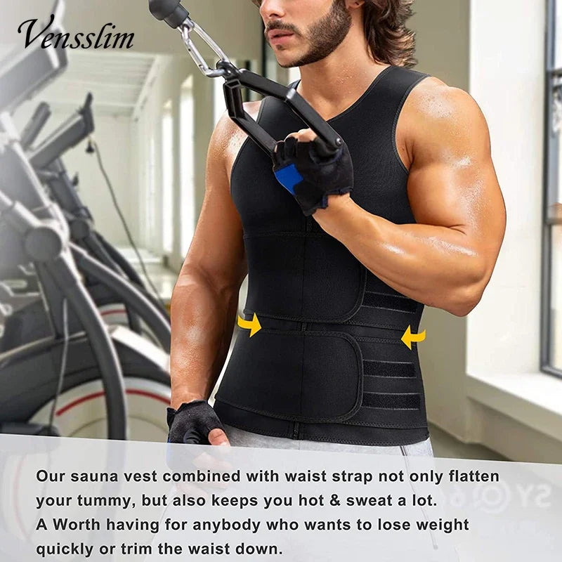 Men Body Shaper Waist Trainer Vest Slimming Shirt Sauna Sweat Compression Undershirt Shapewear Fat Burner Workout Tops