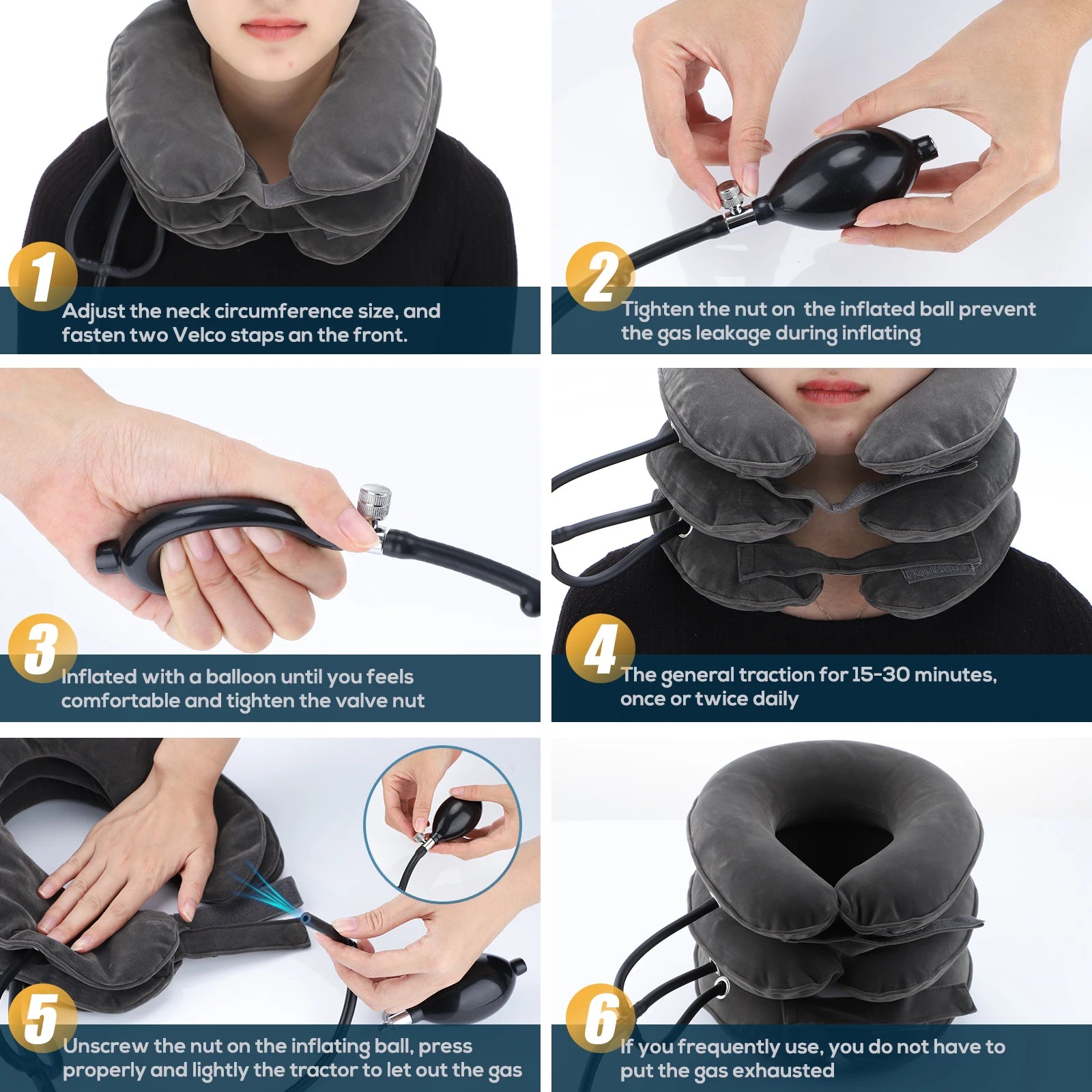 Neck Massager Cervical Support Pillow Air Pump Inflatable Collar Stretcher Brace 3 Layer Pain Relief Neck Ontlaster Traction